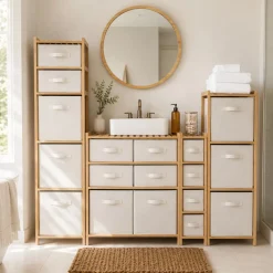 5 Five Simply Smart Contenitori Bagno|Mobili Bagno-Portaoggeti 4 livelli Tidy box Marrone
