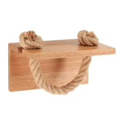 TENDANCE Accessori Water-Portarotolo carta igienica da parete adesivo in acacia e corda Easy Chic