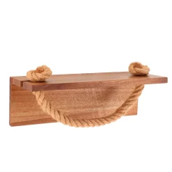 TENDANCE Contenitori Bagno-Porta salviette da parete adesivo in acacia e corda (30 x 12 cm) Easy Chic