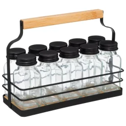 5 Five Simply Smart Cesti E Scatole Portaoggetti-Portaspezie con 10 barattoli (21 x 9 x H16 cm) Easy kitchen