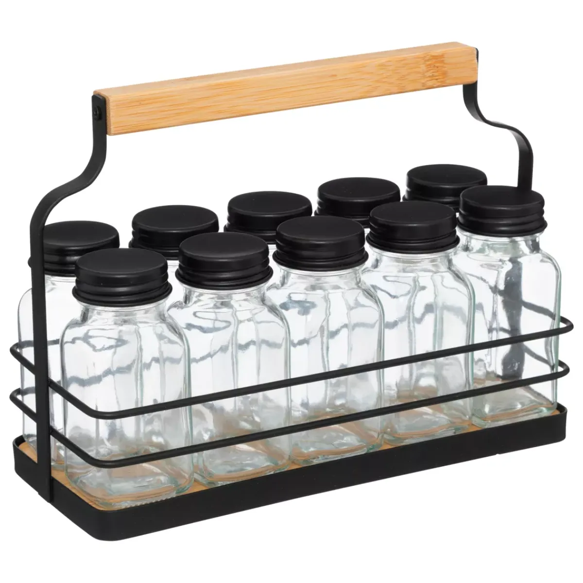 5 Five Simply Smart Cesti E Scatole Portaoggetti-Portaspezie con 10 barattoli (21 x 9 x H16 cm) Easy kitchen