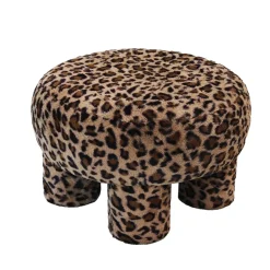 Pouf in ecopelliccia (H32 cm) Leopardo Marrone