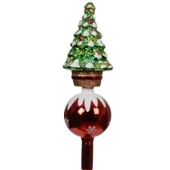 KAEMINGK Puntali Per Albero Di Natale-Puntale albero di Natale in vetro Addobbi natalizi Verde e rosso