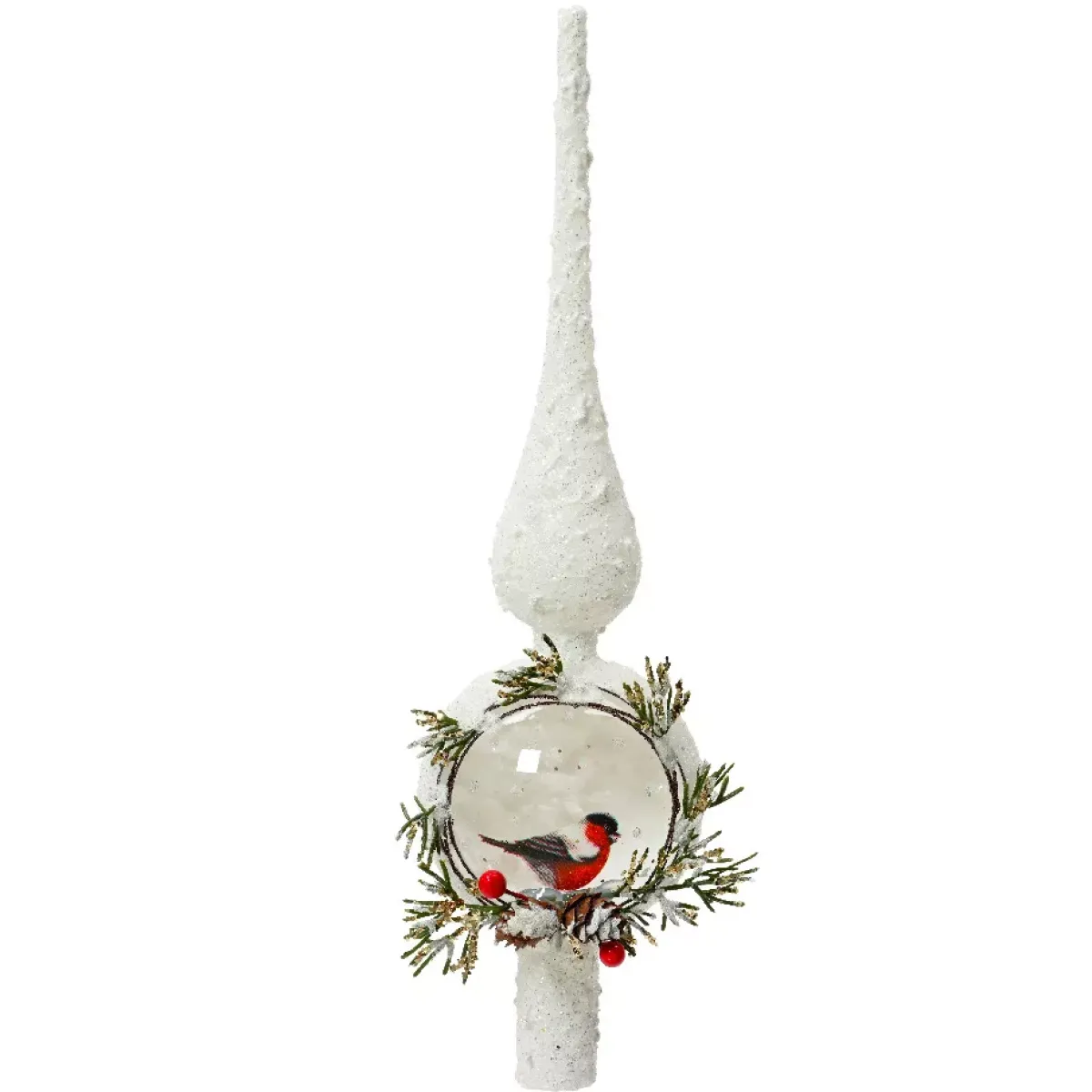 KAEMINGK Puntali Per Albero Di Natale-Puntale albero di Natale in vetro Passero Selvatico innevato
