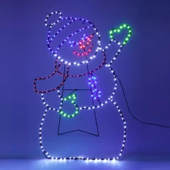 KOOPMAN Oggetti Decorativi E Illuminati-Pupazzo di neve 246 LED (H79 cm) Effetto flash neon