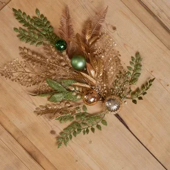 KAEMINGK Rami Artificiali|Centrotavola Natalizi-Ramo di foglie (H75 cm) Majesty e dorato