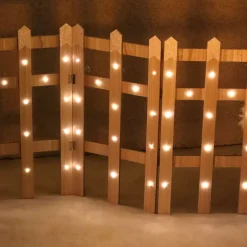 Feeric Lights & Christmas Oggetti Decorativi E Illuminati|Decorazioni E Oggetti Natalizi-Recinzione in legno con luci 42 LED