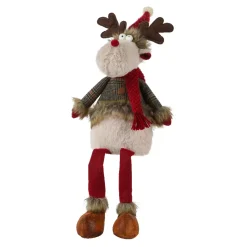KAEMINGK Babbo Natale Animali E Personaggi-Renna con gambe flessibili (H70 cm) Duncan con sciarpa Rossa
