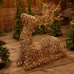 EMINZA Oggetti Decorativi E Illuminati|Babbo Natale Animali E Personaggi-Renna luminosa 630 Led (H88 cm) Stan resina intrecciata e Bianco caldo