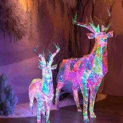 EMINZA Oggetti Decorativi E Illuminati|Personaggi E Oggetti Grande Dimensione-Renna luminosa 145 Micro LED (H105 cm) Bianco Ghiaccio Freddo