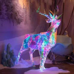 EMINZA Oggetti Decorativi E Illuminati|Personaggi E Oggetti Grande Dimensione-Renna luminosa 145 Micro LED (H105 cm) Bianco Ghiaccio Freddo