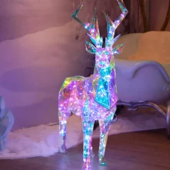 EMINZA Oggetti Decorativi E Illuminati|Personaggi E Oggetti Grande Dimensione-Renna luminosa 90 Micro LED (H90 cm) Bianco ghiaccio freddo