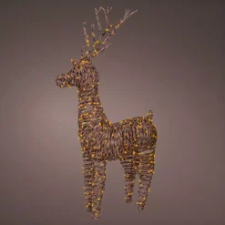 EMINZA Oggetti Decorativi E Illuminati|Babbo Natale Animali E Personaggi-Renna luminosa 360 Micro LED (H104 cm) Dan resina intrecciata e Bianco caldo