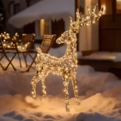 EMINZA Oggetti Decorativi E Illuminati|Personaggi E Oggetti Grande Dimensione-Renna luminosa 960 Micro LED (H130 cm) Fuzzle effetto flash Bianco caldo
