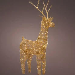 EMINZA Oggetti Decorativi E Illuminati|Babbo Natale Animali E Personaggi-Renna luminosa 360 Micro LED (H104 cm) Resina intrecciata e Bianco caldo