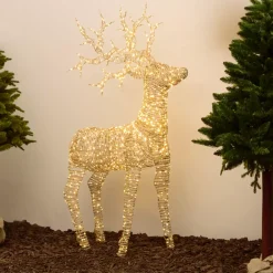 EMINZA Decorazioni E Oggetti Natalizi|Personaggi E Oggetti Grande Dimensione-Renna luminosa 1320 Micro LED (H180cm) Resina intrecciata Bianco caldo