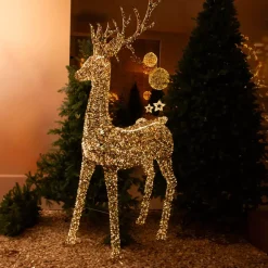 EMINZA Oggetti Decorativi E Illuminati|Personaggi E Oggetti Grande Dimensione-Renna luminoso Gigante 5200 Micro LED (H270cm) Fuzzle effetto flash Bianco caldo