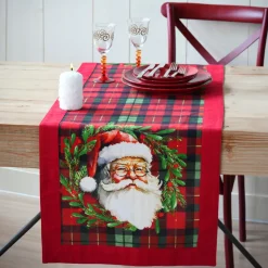 STOF Tovaglia E Runner Da Tavolo Per Le Feste-Runner da tavola in cotone (150 x 45 cm) Babbo Natale Harold