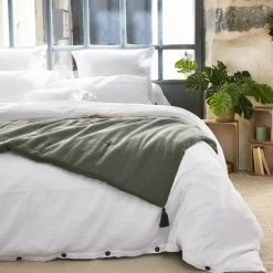 Runner letto garza di cotone (150 x 150 cm) Gaïa Verde rosmarino