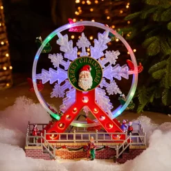 KAEMINGK Villaggio Di Natale Luminoso-Ruota panoramica luminosa e musicale Merry Christmas