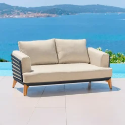 Salotto da giardino alluminio 4 posti 5 pezzi Monte Carlo Grigio antracite e beige