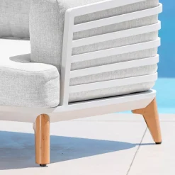 Salotto da giardino alluminio 5 posti 4 pezzi Monte Carlo Bianco e grigio chiaro