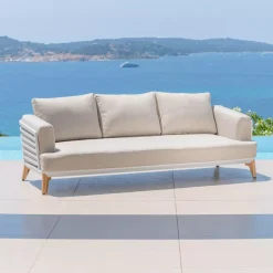 Salotto da giardino alluminio 5 posti 4 pezzi Monte Carlo Bianco e tortora
