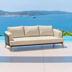 Salotto da giardino alluminio 5 posti 4 pezzi Monte Carlo Grigio antracite e beige