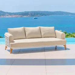 Salotto da giardino alluminio 5 posti 5 pezzi Monte Carlo Bianco e beige