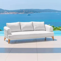 Salotto da giardino alluminio 5 posti 5 pezzi Monte Carlo Bianco e grigio chiaro