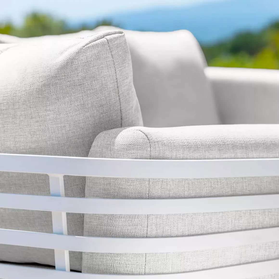Salotto da giardino alluminio 5 posti 5 pezzi Monte Carlo Bianco e grigio chiaro