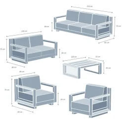Salotto da giardino alluminio 7 posti 5 pezzi Elba Grigio antracite