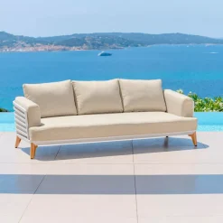 Salotto da giardino alluminio 7 posti 6 pezzi Monte Carlo Bianco e beige