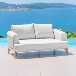 Salotto da giardino alluminio 7 posti 6 pezzi Monte Carlo Bianco e grigio chiaro