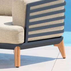 Salotto da giardino alluminio 7 posti 6 pezzi Monte Carlo Grigio antracite e beige