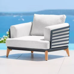 Salotto da giardino alluminio 8 posti 6 pezzi Monte Carlo Grigio antracite e grigio chiaro