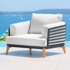 Salotto da giardino alluminio 2 posti 3 pezzi Monte Carlo Grigio antracite e grigio chiaro