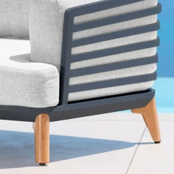 MOBELLIA Salotto Da Giardino-Salotto da giardino alluminio 5 posti 5 pezzi Monte Carlo Grigio antracite e grigio chiaro