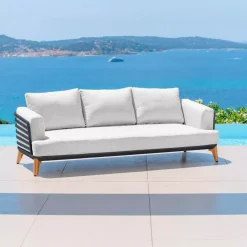 MOBELLIA Salotto Da Giardino-Salotto da giardino alluminio 5 posti 5 pezzi Monte Carlo Grigio antracite e grigio chiaro