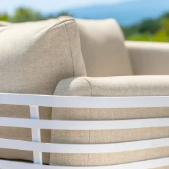 MOBELLIA Salotto Da Giardino-Salotto da giardino alluminio 12 posti 8 pezzi Monte Carlo Bianco e beige