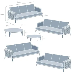 MOBELLIA Salotto Da Giardino-Salotto da giardino alluminio 12 posti 8 pezzi Monte Carlo Grigio antracite e grigio chiaro
