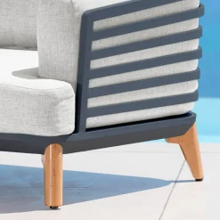 MOBELLIA Salotto Da Giardino-Salotto da giardino alluminio 12 posti 8 pezzi Monte Carlo Grigio antracite e grigio chiaro