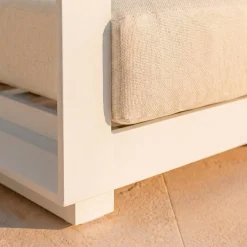 MOBELLIA Salotto Da Giardino-Salotto da giardino alluminio 4 posti 4 pezzi Elba Bianco e beige
