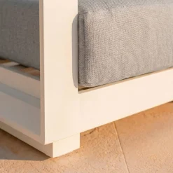 MOBELLIA Salotto Da Giardino-Salotto da giardino alluminio 4 posti 4 pezzi Elba Bianco e grigio chiaro