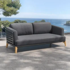 MOBELLIA Salotto Da Giardino-Salotto da giardino alluminio 4 posti 5 pezzi Monte Carlo Grigio