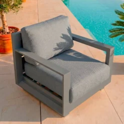 Salotto da giardino angolare alluminio 10 posti Elba Grigio antracite