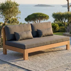 Salotto da giardino angolare in legno di acacia 6 posti 5 pezzi Bornéo Grigio antracite