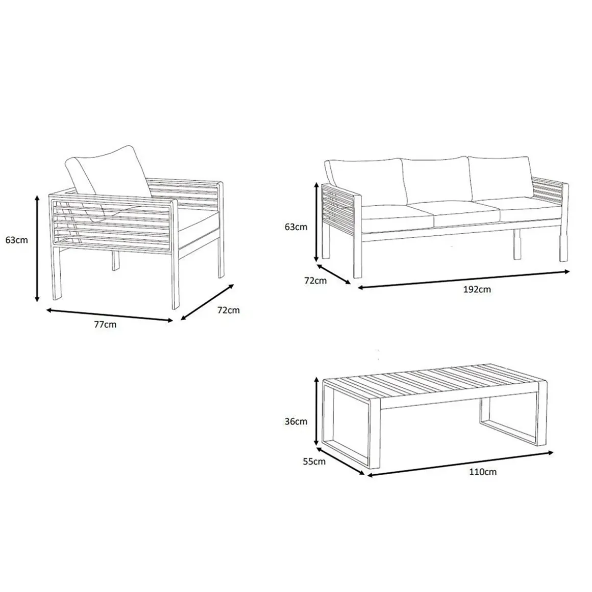 Salotto da giardino Bali Bianco/Grigio chiaro - 5 posti