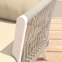 Salotto da giardino in alluminio 5 posti 4 pezzi Amalfi Bianco e beige