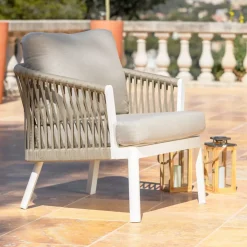 Salotto da giardino in alluminio 2 posti 3 pezzi Amalfi Bianco e tortora